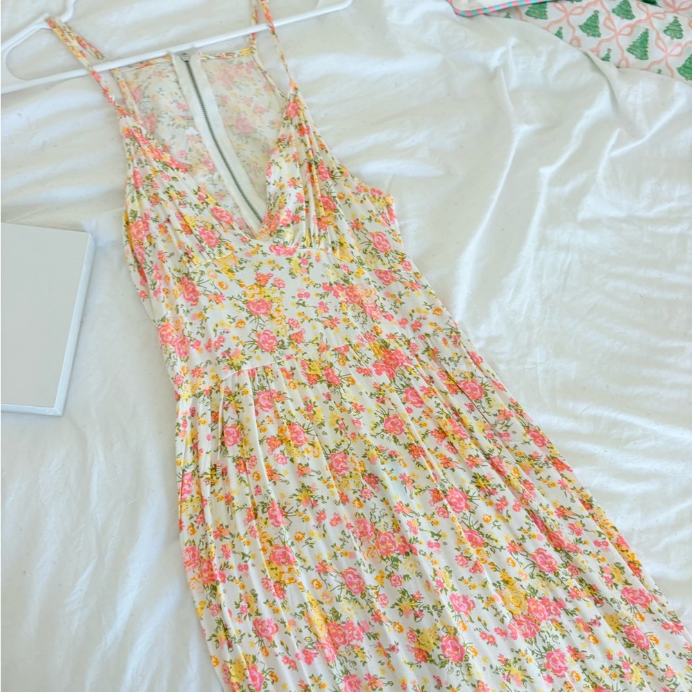 Floral Maxi Dress with Open Back